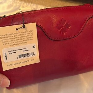 Patricia Nash Magenta Leather Joliet Wristlet Clutch NWT